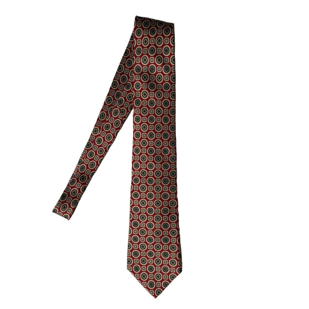 LIBERTY OF LONDON Red Medallion Silk Neck Tie